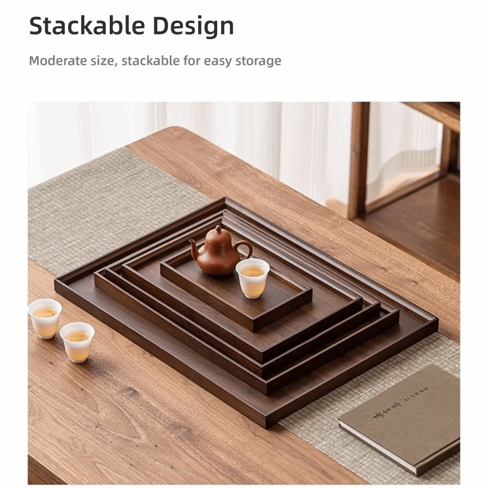 Wooden Serving Tray - Vassoio Decorativo in Bambù Naturale, Vassoio